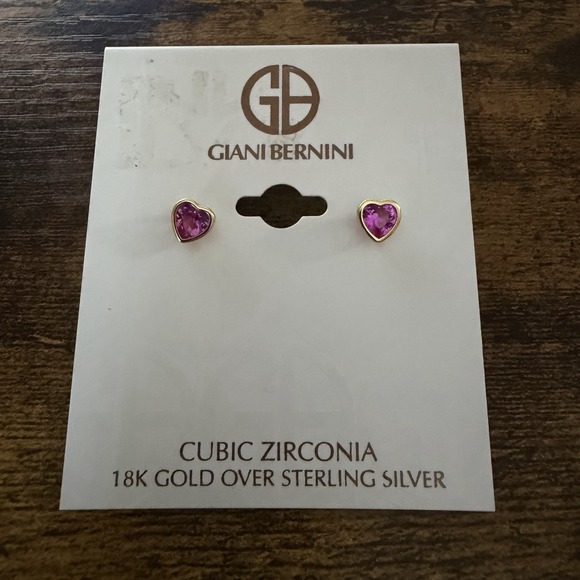 Giani Bernini Jewelry - Giani Bernini Cubic Zirconia Heart Stud Earrings 18k Over Sterling Silver NEW